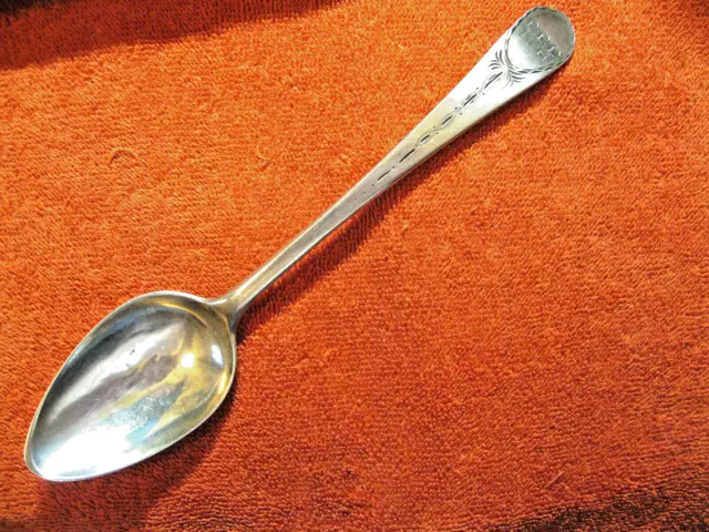 18th C Coin Silver Bright Cut Serving  Spoon WG Forbes N.Y.