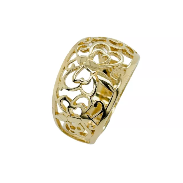 9ct Yellow Gold Filigree Butterfly Dome Ring 4.6g Size P1/2  Preloved 3