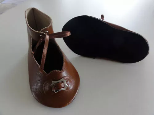 CHAUSSURES en CUIR Taille 16-17 (12,2cm) pour POUPEE ANCIENNE - G.BRAVOT- FRANCE