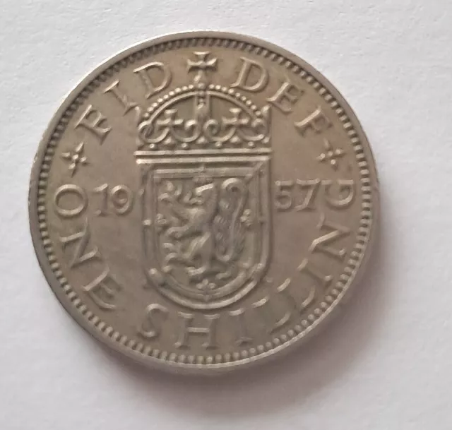 1957 Scottish Queen Elizabeth ii Shilling coin