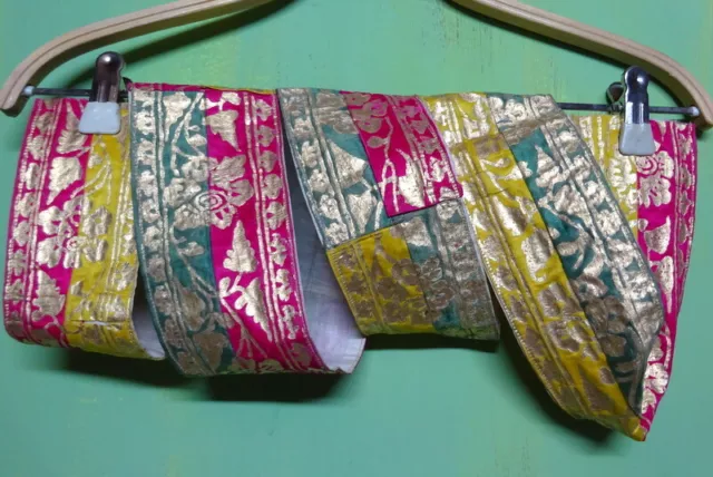 Cintura Tessile Seta Indonesia Vintage Stampata Argento Avvolgente Ballerina -
