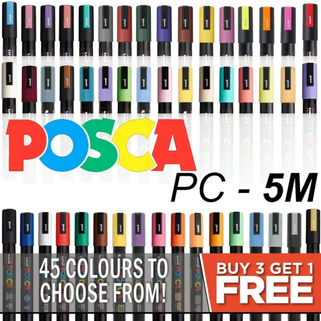 Uni POSCA Marker PC-5M Full Range of 45 Colours NEW for 2021 - Buy 4 Pay for 3