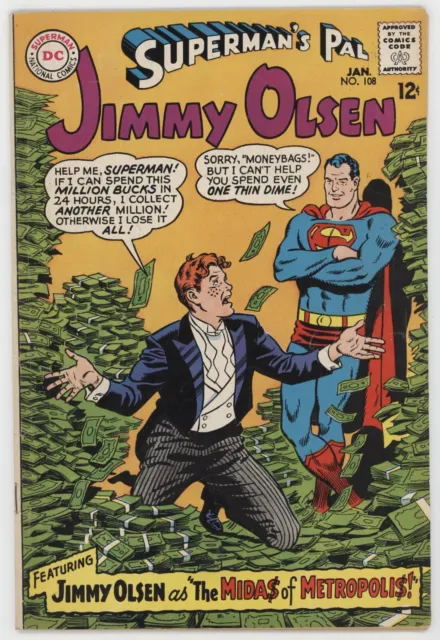 Supermans Pal Jimmy Olsen 108 DC 1968 FN Curt Swan Cash Money Million Dollar Bil