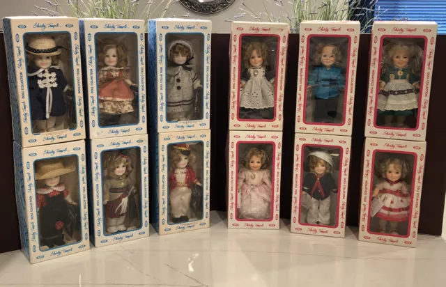 Lot of  12 Vintage 8" Shirley Temple Dolls by Ideal 1982 Complete Set Excellent