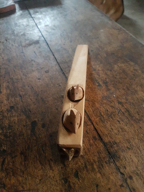 Victorian pine  150 years old --  door stop  with 3 cute   hand carved mice- --
