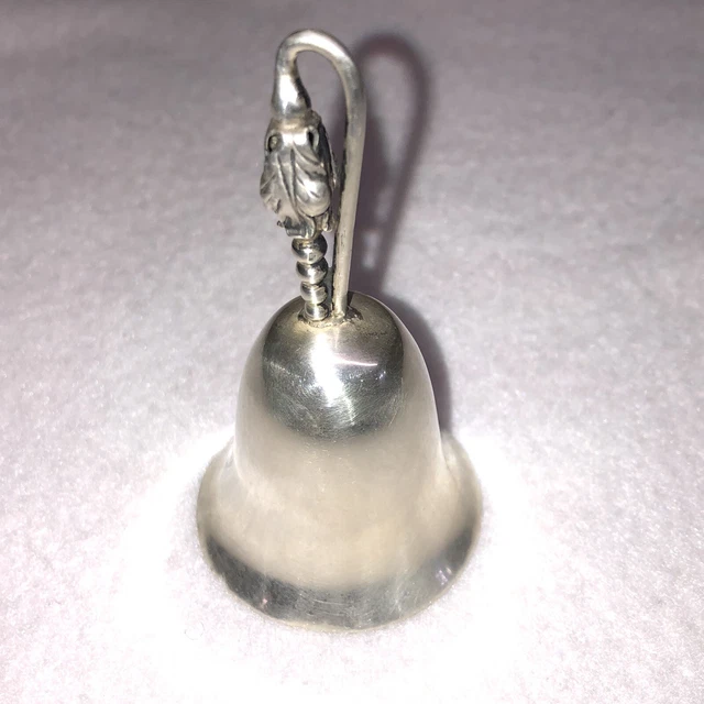 F Ramirez Blossom Handle Sterling Silver Dinner Bell Mexico Vintage .925 Marked