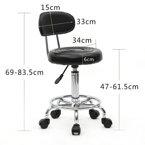 Chaise Élévatrice Pivotante Avec Dossier Et Repose-Pieds - Bureau, Salon, Comptoir - Noir
