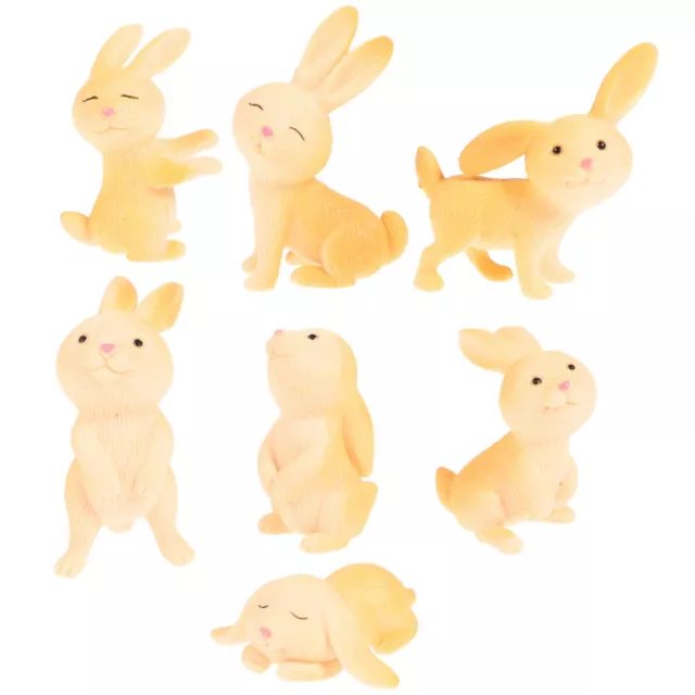 Ciieeo 7pcs Bunny Miniature Rabbit Figures for Micro Landscape Decor