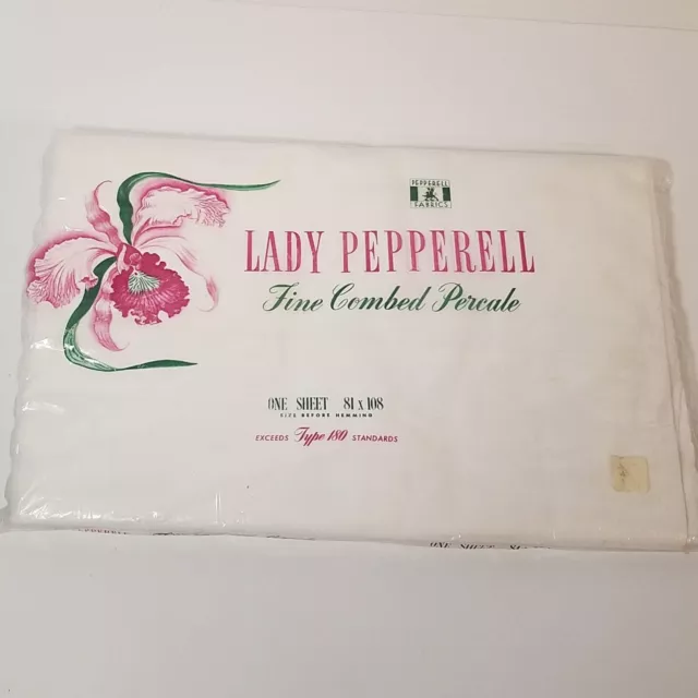 Vintage, Lady Pepperell, Fine Combed Percale, Flat White Sheet USA Made 81 x 108