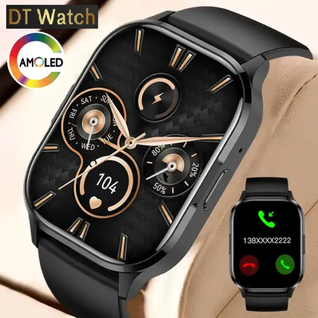 NEW 2024 SMART Watch Full Touch Screen AMOLED Bluetooth Call for Men Women  -DT21 $59.99 - PicClick AU