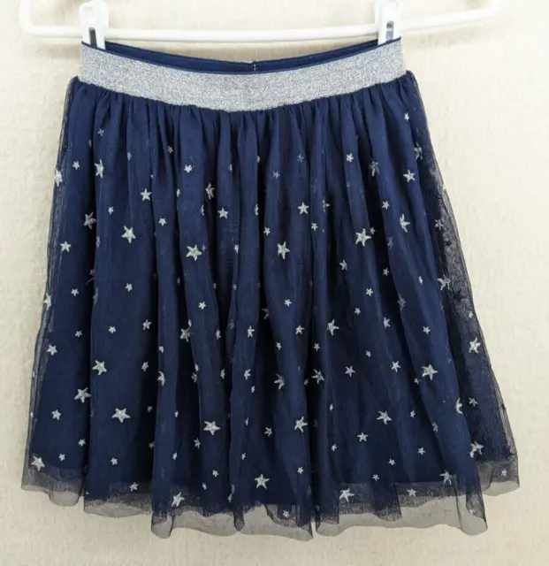 Hanna Andersson Girls Blue Silver Metallic Star Tulle Skirt  Lined Size 140 (10)