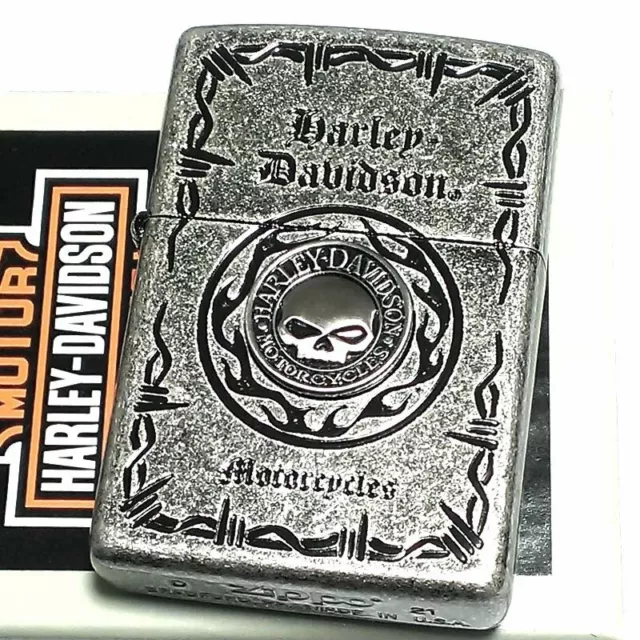Zippo Harley Davidson HDP-70 Skull Metal Antique Silver Lighter Japan Limited