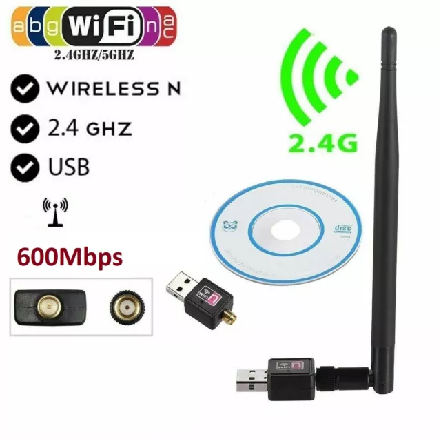 Antena wifi Usb Antena Wifi, 600 Mbps, Wireless Pc - 802.11n