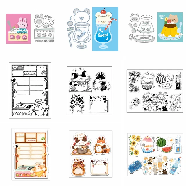 GLOBLELAND Bauernhof Tiere Stempel Set - Silikonstempel & Metall Stanzformen