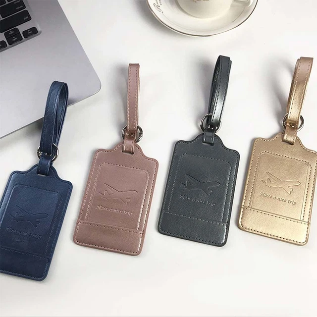 PU Leather Luggage Tags Suitcase Id Card Name Label Baggage Holiday Travel