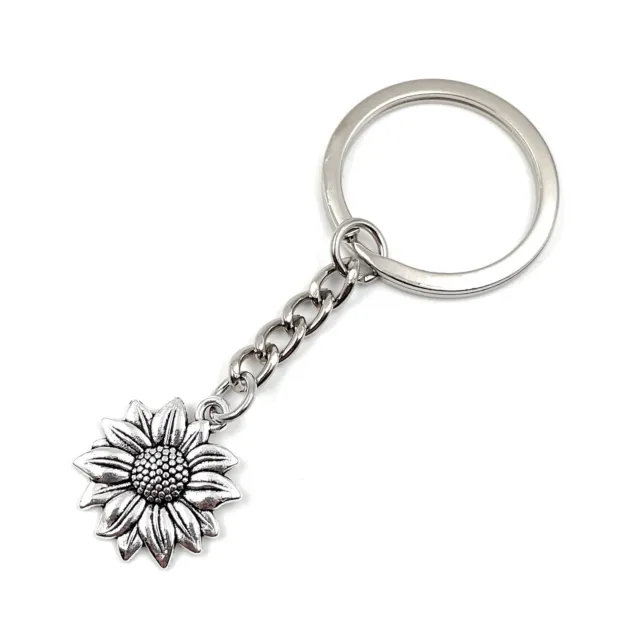 Sunflower Flower Key Ring Metal Lucky Charm Pendant