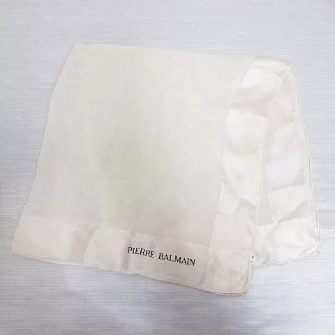 Pierre Balmain Ierre Silk Scarf Pocket Square Off-White Women