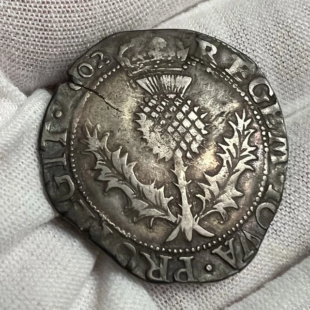1602 Scotland James VI Thistle Merk Silver Hammered Coin