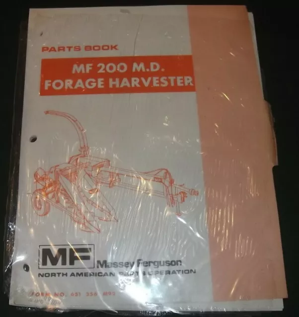 Massey Ferguson MF-200 M.D, Foraggio Harvester Parti Manuale Libro OEM Original