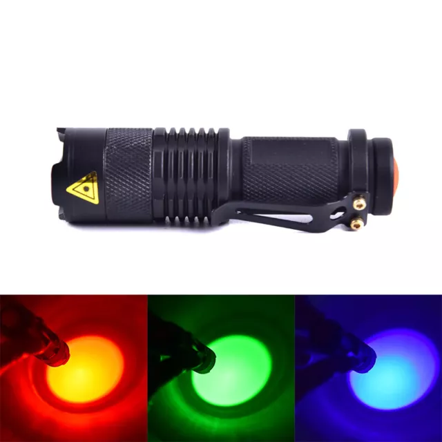 Red/Green/Blue Beam Light LED Flashlights Night Vision Torch For Camping Hun'EL