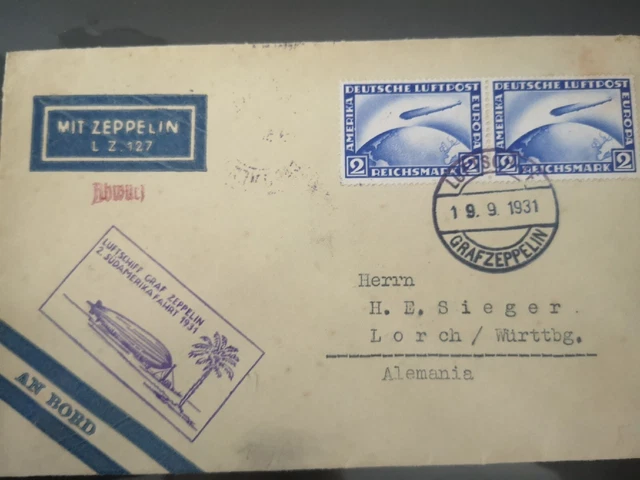 Zeppelinpost  echt gelaufen