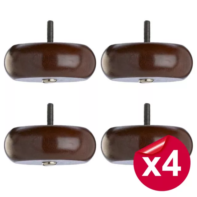 4 X WIDE Wooden Sofa Foot / Feet (Bun Foot ) 40mm x 110mm - Mahogany Finish - M8