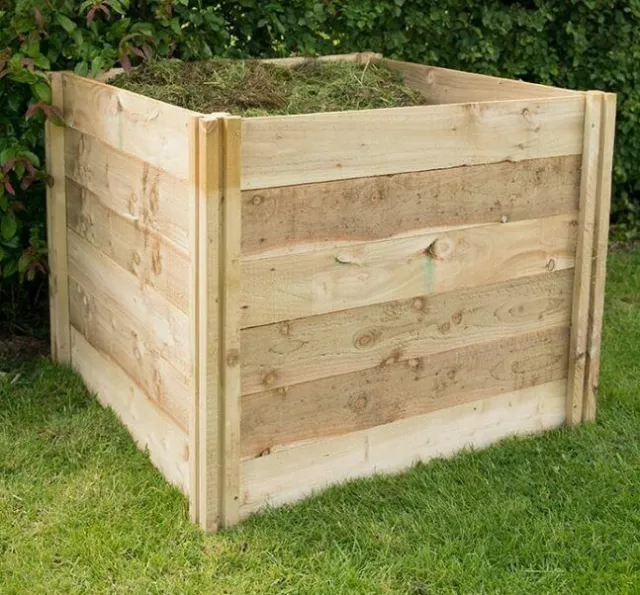 Wooden Garden Composter Box Pressure Treated Timberwaste Compost Capacity 650L