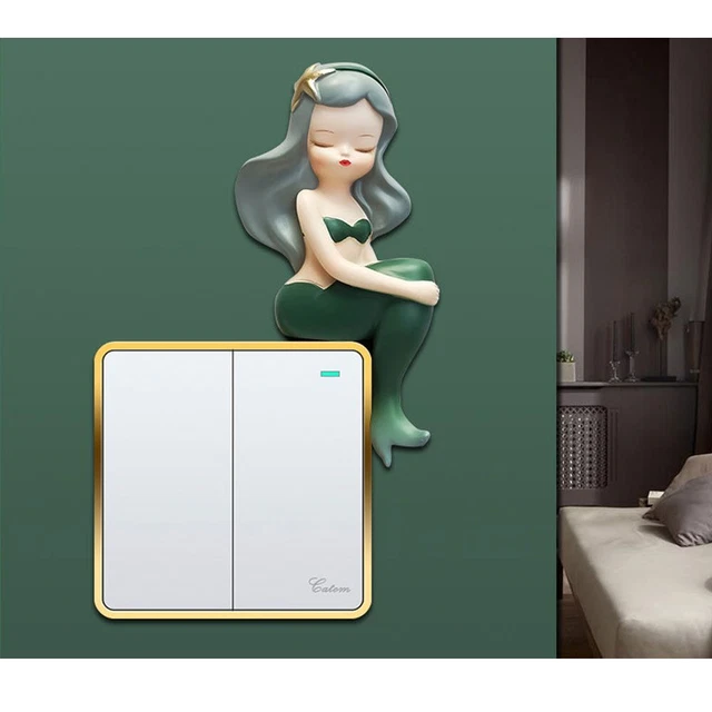 de sirène Décoration de prise Autocollant de commutateur 3D Sans coup de poing