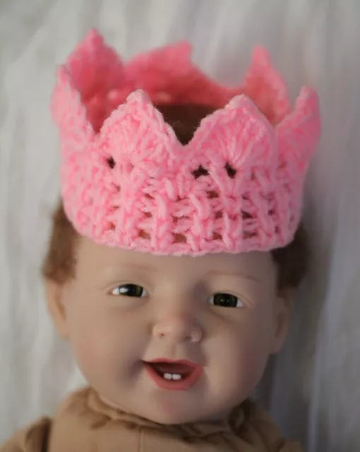 Baby Crochet Crown & Tiara for Photo Prop Pink Blue Yellow