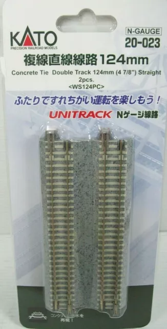 KATO N SCALE 20-023 124mm DOUBLE STRAIGHT TRACK, CONCRETE  SLEEPERS, 2 pcs