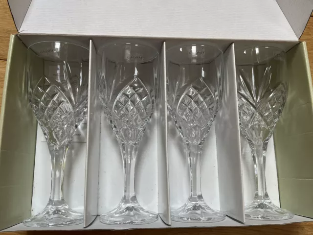 Galway Crystal Renmore Set of 4 Wine Glasses Brand New in Box Traditional Style