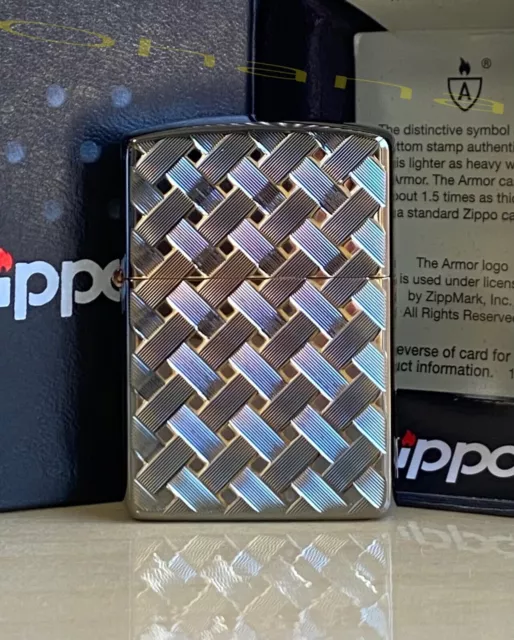 Zippo Armor Rose Gold Geometric Diamond Pattern Design Pocket