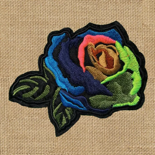 1pc Funky Rose Flower Embroidered Patch Cloth Iron On Applique sewing #1684