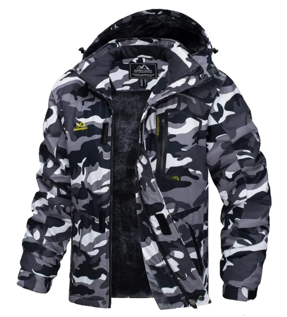 Mens Thermal Hiking Jacket Insulated Fleece Lining Ski Snowboard Waterproof Coat 10