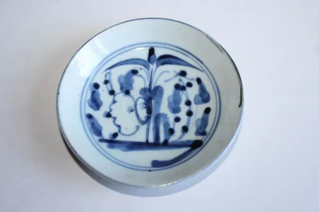 Ancienne petite coupelle en porcelaine de Chine blanc bleu, chinois