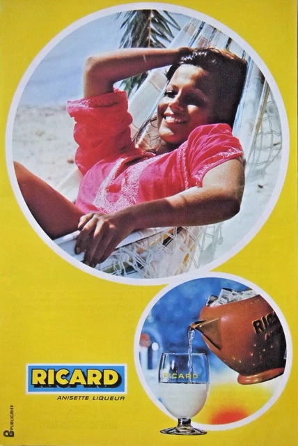Publicité Presse Originale 1975 – Ricard Anisette – Verre Et Pichet