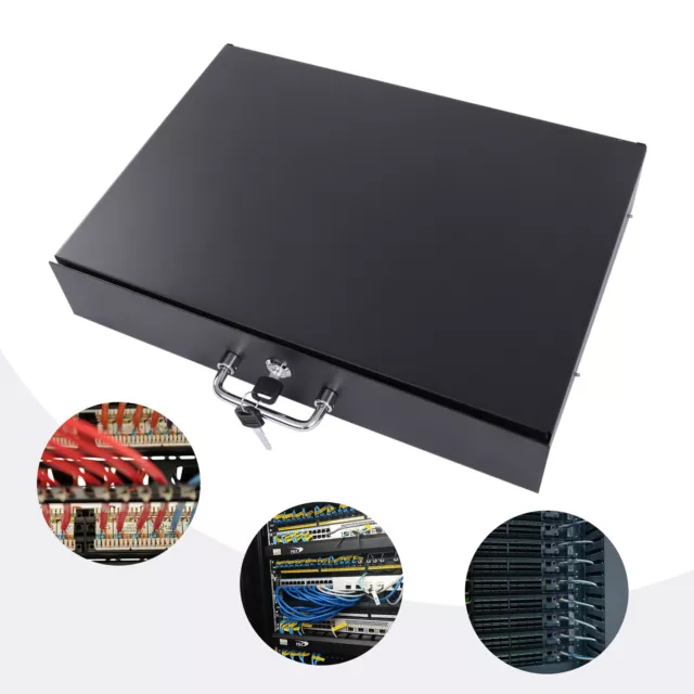 19" Server Network Cabinet Case Rack Mount Lock Deep Drawer with Key 66.14lbs US