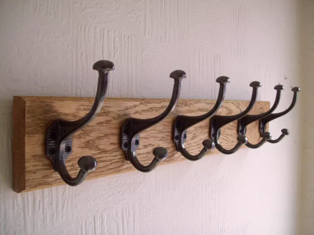 9 sizes SOLID ENGLISH OAK WOODEN HAT AND & COAT HOOKS HANGER PEGS RAIL RACK