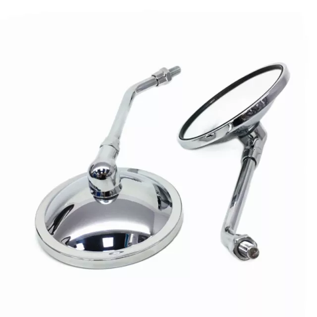 Chrome Rétroviseurs moto 10mm Miroir convexe rond Pour Honda Suzuki BMW Kawasaki