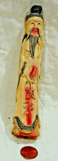 Rare Thin Oriental Man Carved Snuff Bottle MID 1800's