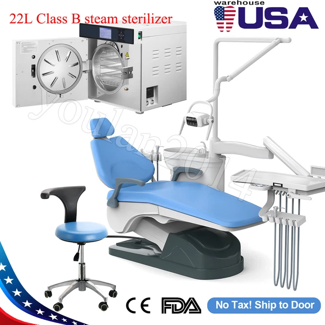 Dental Unit Chair Hard Leather / 22L Class B steam sterilizer autoclave wIth