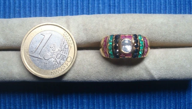 Bague Fantaisie Ovale T58 - Style Marquise Avec Rubis Cz, Plaqué Or, Dolly-Bijoux, Neuf