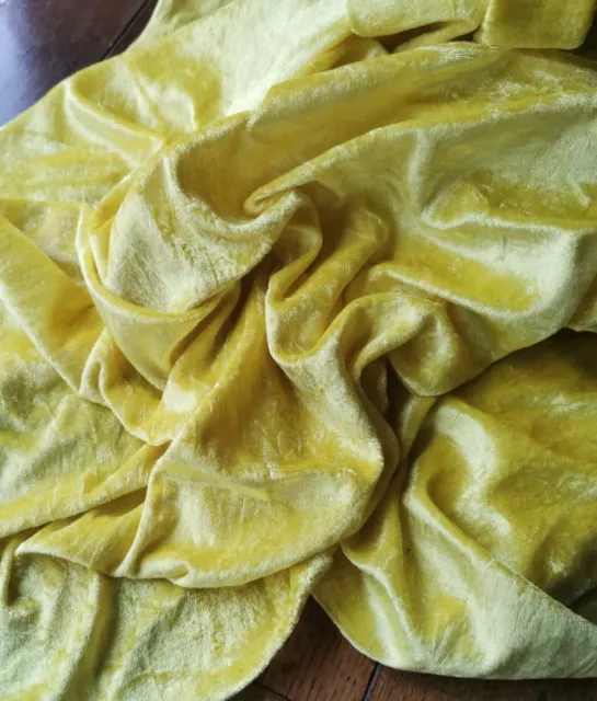 1 x Bold Yellow Velvet Remnant. 156cm x 210cm or 61" x 83". For crafts or sewing