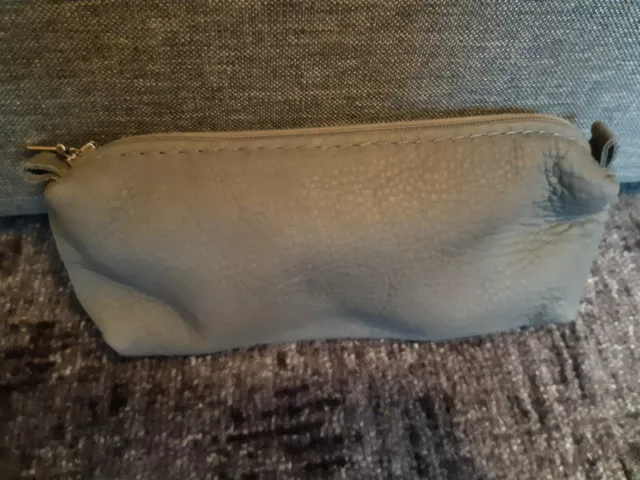 Federmäppchen, echtes Leder, grau