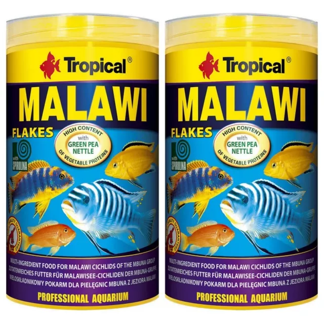 2x Tropical Malawi Flakes 1000ml Flocon Barschfutter Aquarium Nourriture Poisson