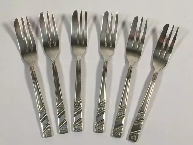 6 Vintage Viners Silver Rose Silver Plated Sheffield Cake Pastry Forks 2