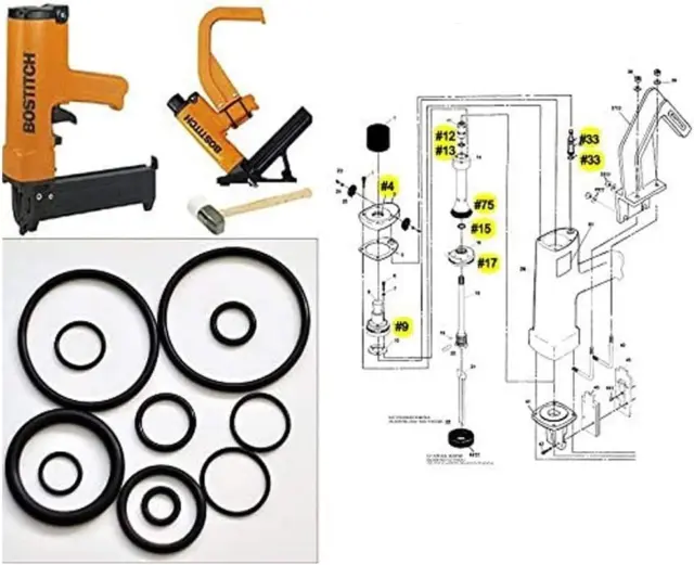 O-Ring Tool Repair Kit for MIII MIIIFN MIIIFS Bostitch Hardwood Floor Nailer