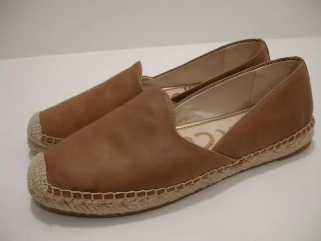 Women's 10 M Sam Edelman Kesia Espadrille Flats Shoes Tan Brown Leather Slip-On