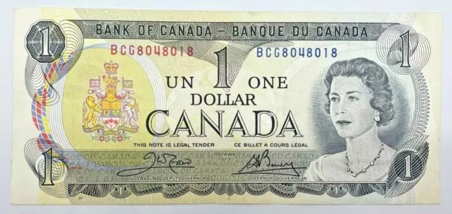 1973 Crow Bouey BCG Prefix  Bank of Canada 1$- ONE NOTE ONLY-UNC