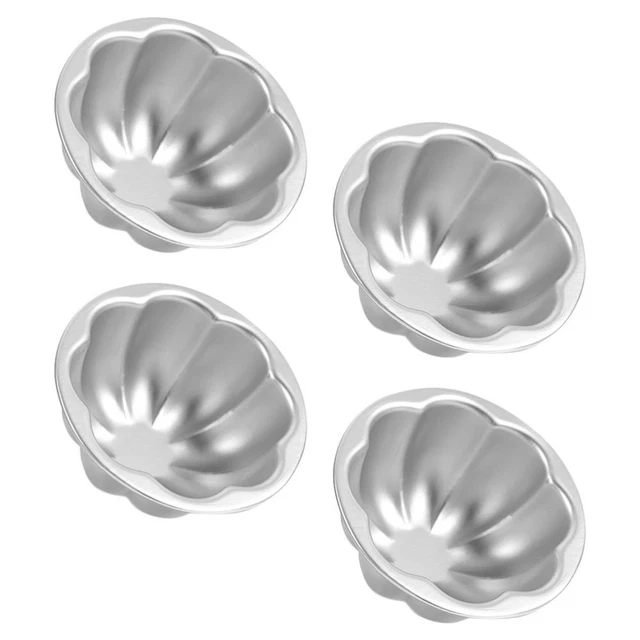 4 piezas Molde de pastel Aleación de aluminio Taza de cupcake Sartén Cupcake Silver
